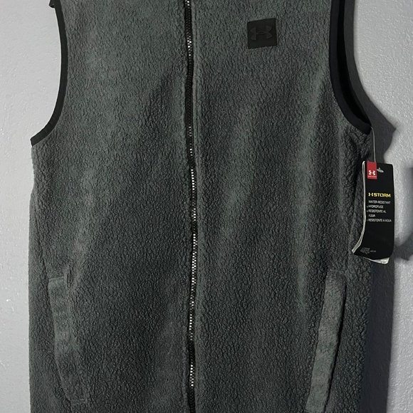Under Armour Kid Youth Large Sherpa Fleece Vest Full Zip Storm Stealth Gray NWT - Picture 4 of 11